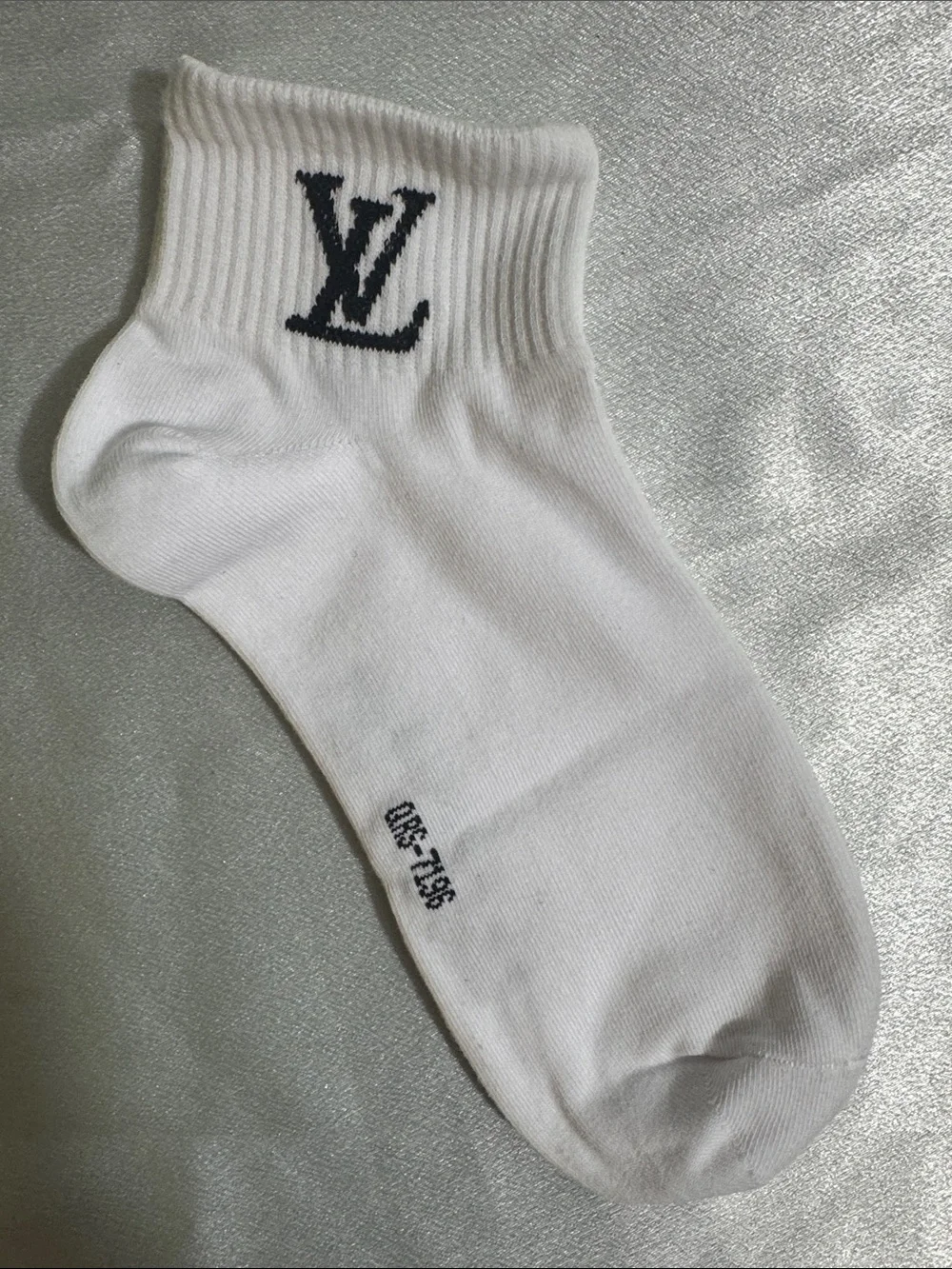 New! Louis Vuitton White Ankle Socks with Black Logo